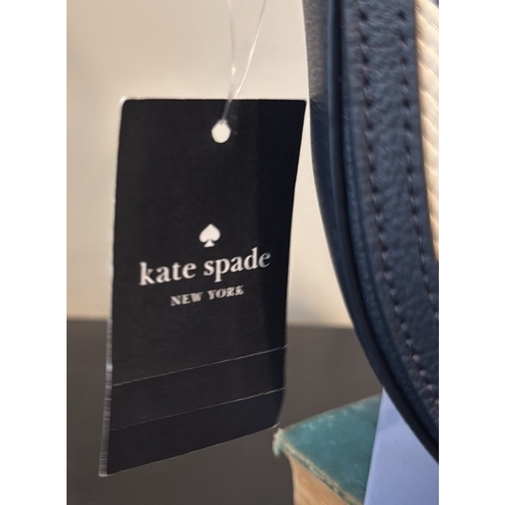 Kate Spade Crescent Woven Gingham Purse Crossbody Women's Bag Purse New Luna - Picture 5 of 11